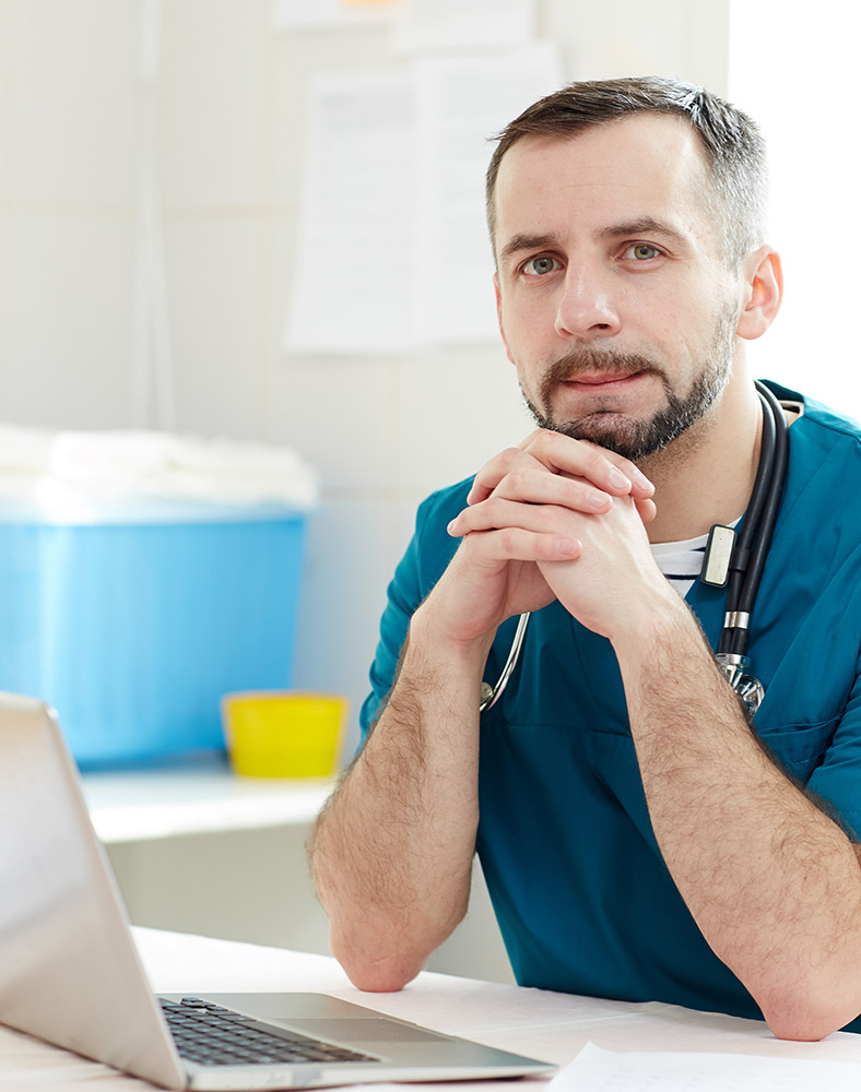 Serious doctor